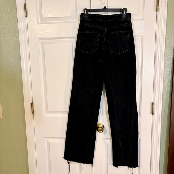 Zara Wide Leg Distressed Black Jeans Women's Size 6 - Picture 2 of 10